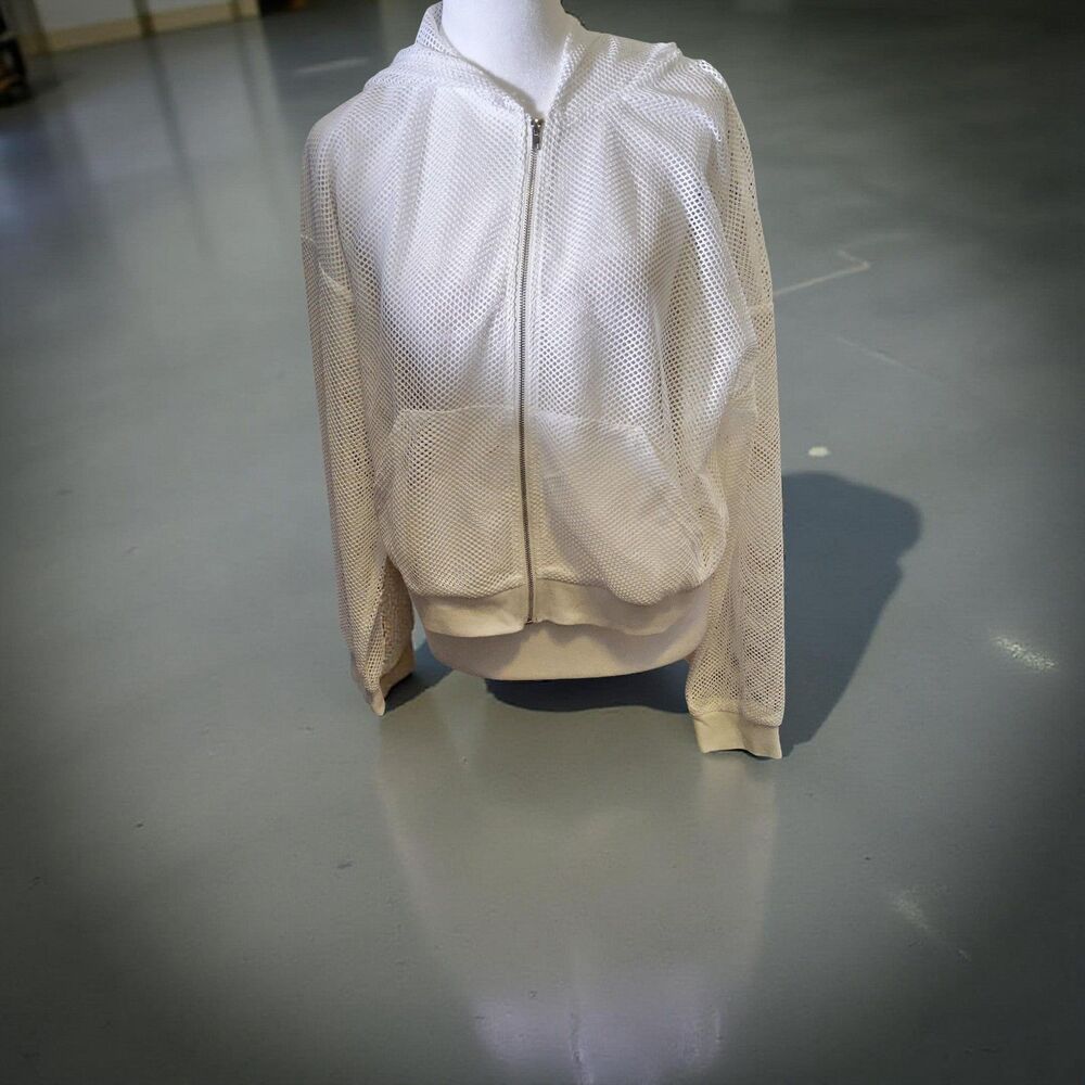 NWOT Size Large Allegra K Bomber White Mesh Design Bomber Jacket